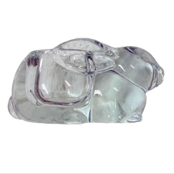 NWT Vintage Indiana Glass Company | Crystal Bunny‎ Rabbit Votive Candle Holder - Picture 3 of 12
